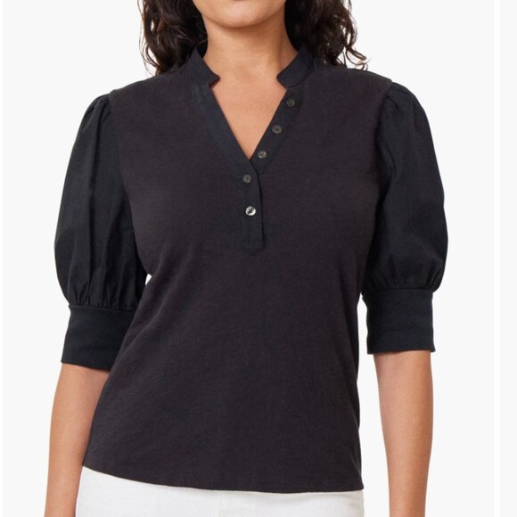 HABITUAL Puff Sleeve Henley Style Top - Picture 5 of 7